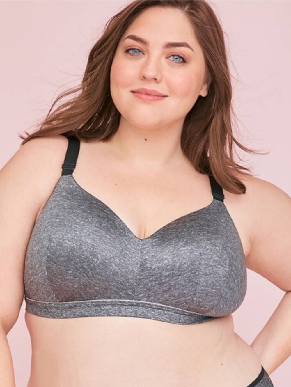 Cacique Lightly Lined Lounge Bra Heathered Gray Size 46B